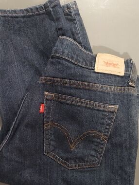 Levi's Women's Dark Indigo 505 Straight Jeans with Red Tab